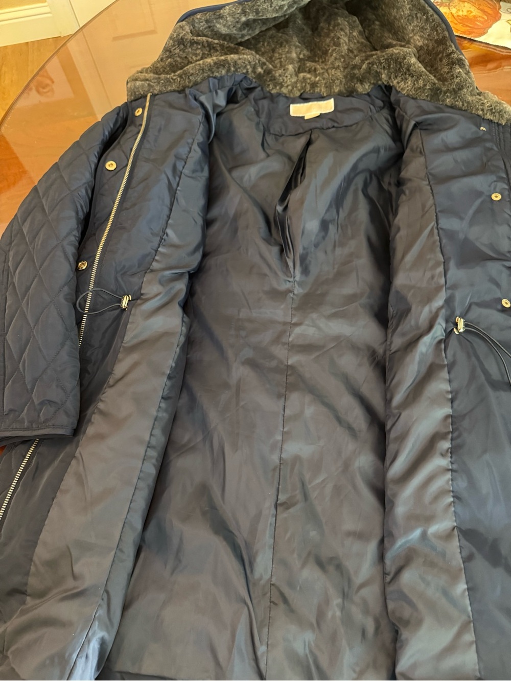 Michael Kors Navy Blue Diamond Quilted Hooded Parka Jacket Coat - 1X Like New - Picture 3 of 5